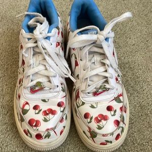 Nike Air Force 1 cherry design with charm Y6.5